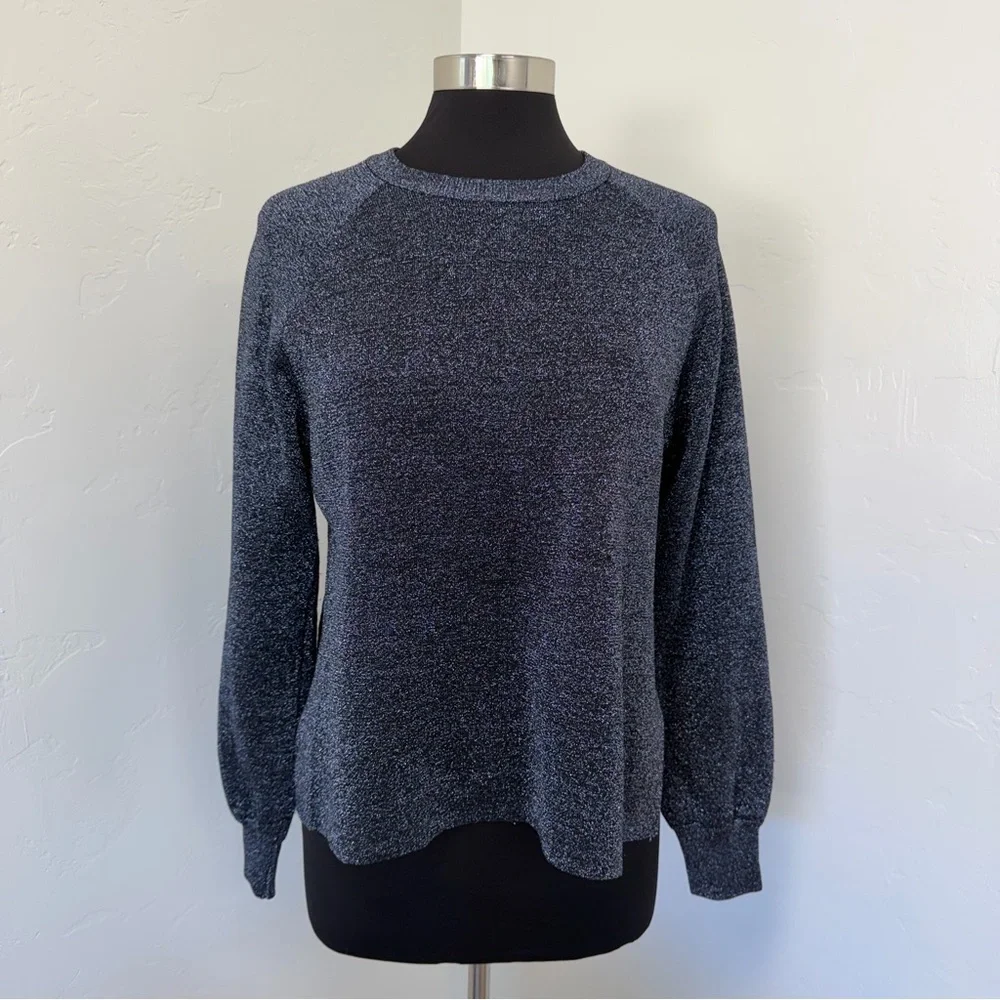 J. Crew Sparkle Navy & Black Crew Neck Sweater Size M